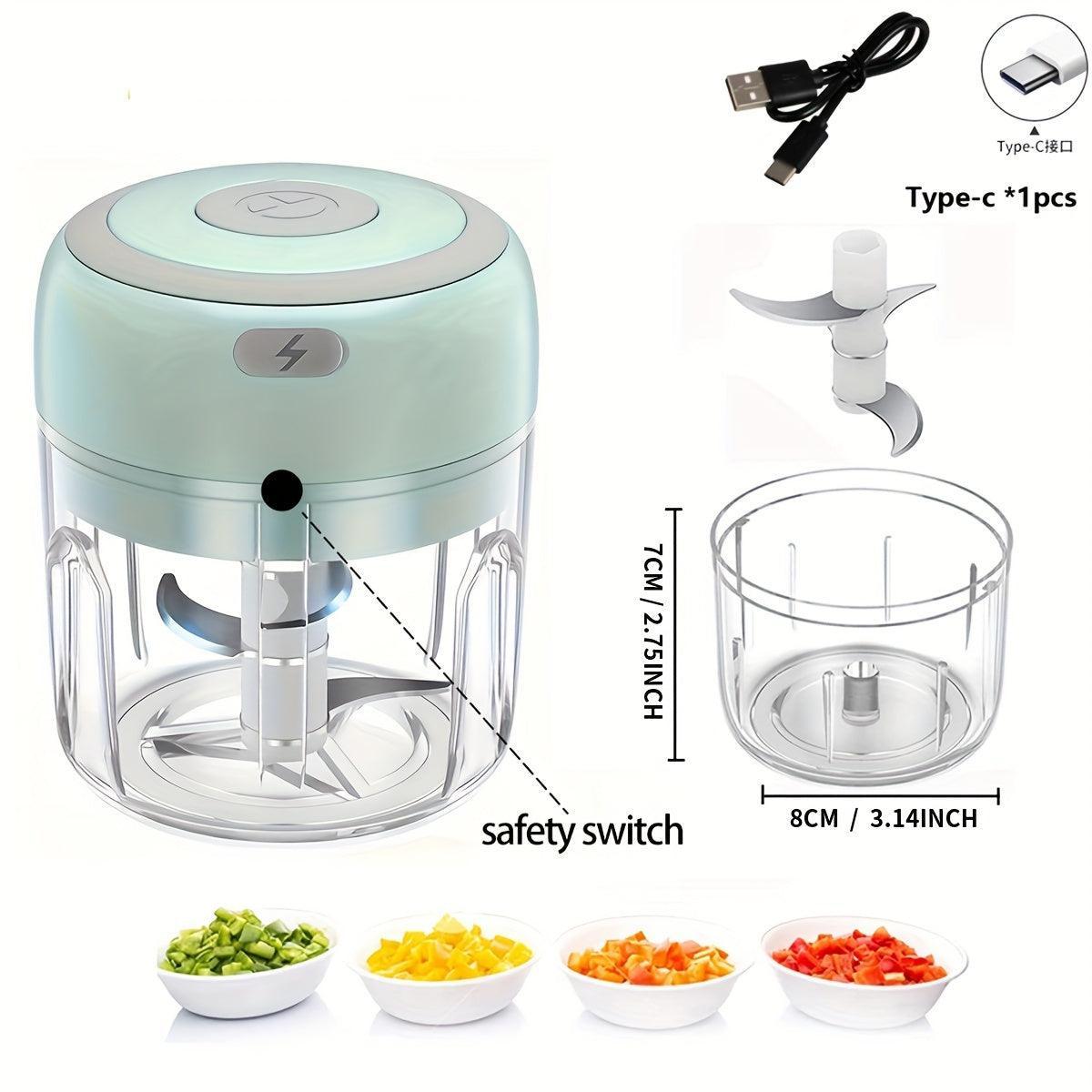 ATH- Wireless Portable Electric Food Chopper, Mini Electric Garlic Crusher 1pc 1 Set, - 3.38/8.45oz USB Meat Grinder & Masher! - Smartify4u