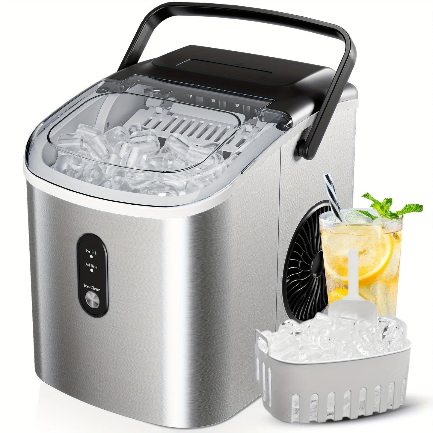 ATH- 26.5 Pounds Daily Capacity High-Efficiency Ice Maker - Quick 6-Minute Production of 9 Bullet Ice Cubes, Compact Self-Cleaning - Smartify4u